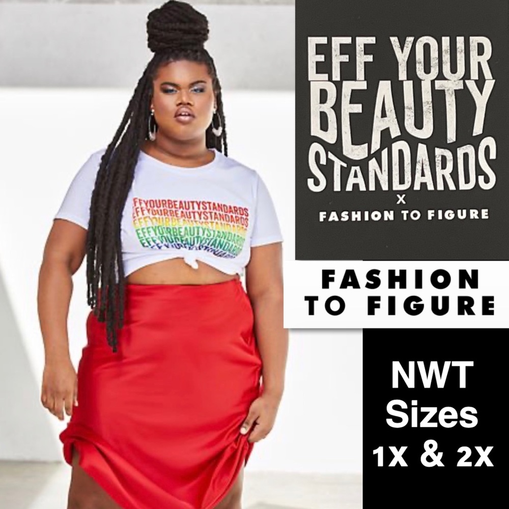 Fashion To Figure EYBS White Crop Tee NWT 1X & 2X